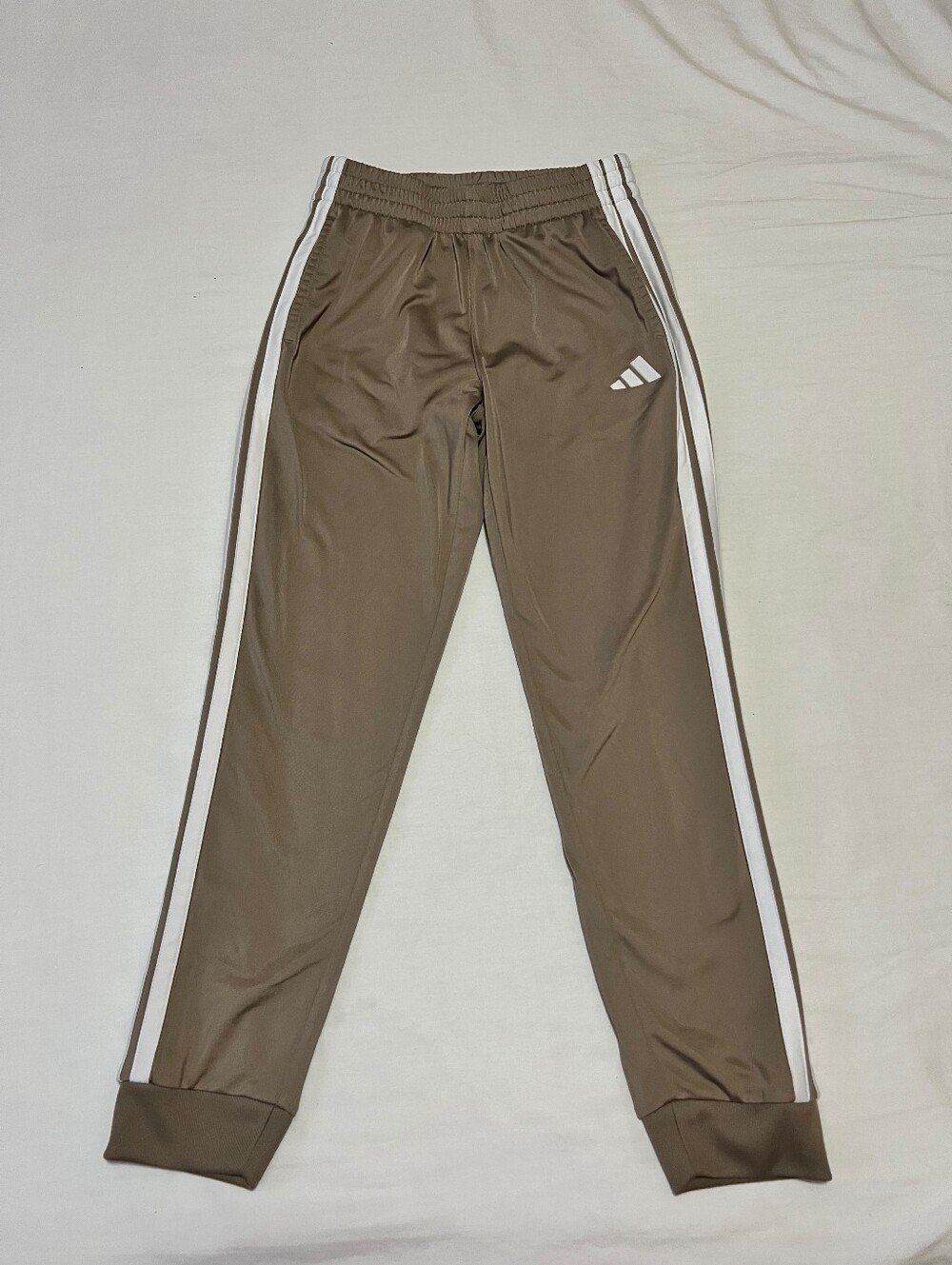 adidas Kids Olive Green Joggers with White Side Stripes